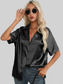Women Button Up Collared Neck Shirt nicholesgifts