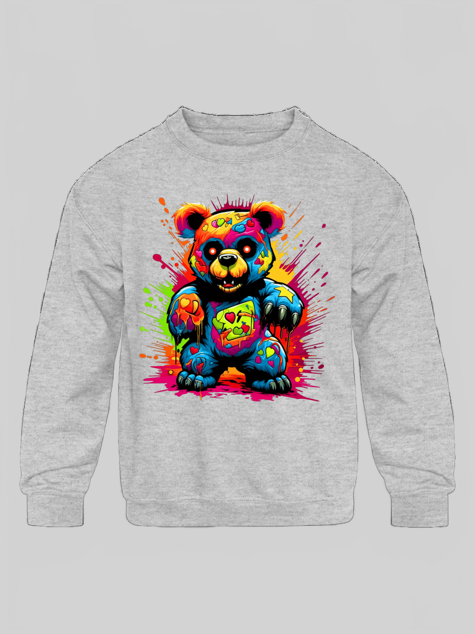 Toddler Boys Big Colorful Teddy Bear Crewneck Long Sleeve Sweatshirt nicholesgifts
