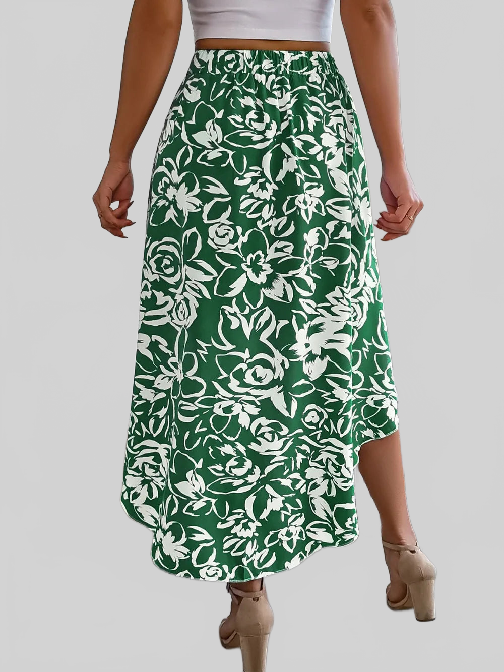 High-Low Printed High Waist Skirt nicholesgifts