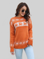 Women Reindeer & Snowflake Pattern Dropped Shoulder Pullover Sweater nicholesgifts