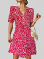 Printed V-Neck Short Sleeve Mini Dress nicholesgifts