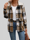 Perfee Pocketed Plaid Button Up Collared Neck Jacket nicholesgifts