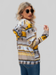 Geometric Zip Up Long Sleeve Hooded Jacket nicholesgifts