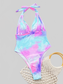 Women Tie-Dye Halter Neck One-Piece Swimsuit nicholesgifts