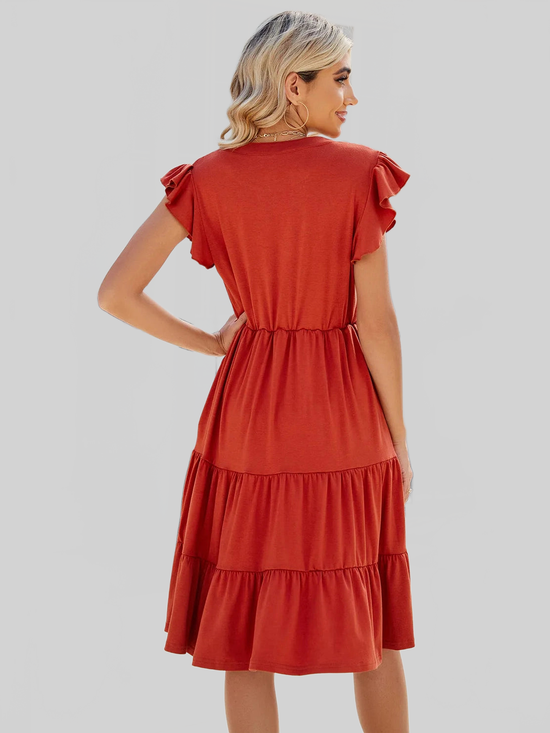 Ruched Notched Cap Sleeve Dress nicholesgifts
