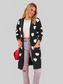 Women Heart Graphic Open Front Cardigan with Pockets nicholesgifts
