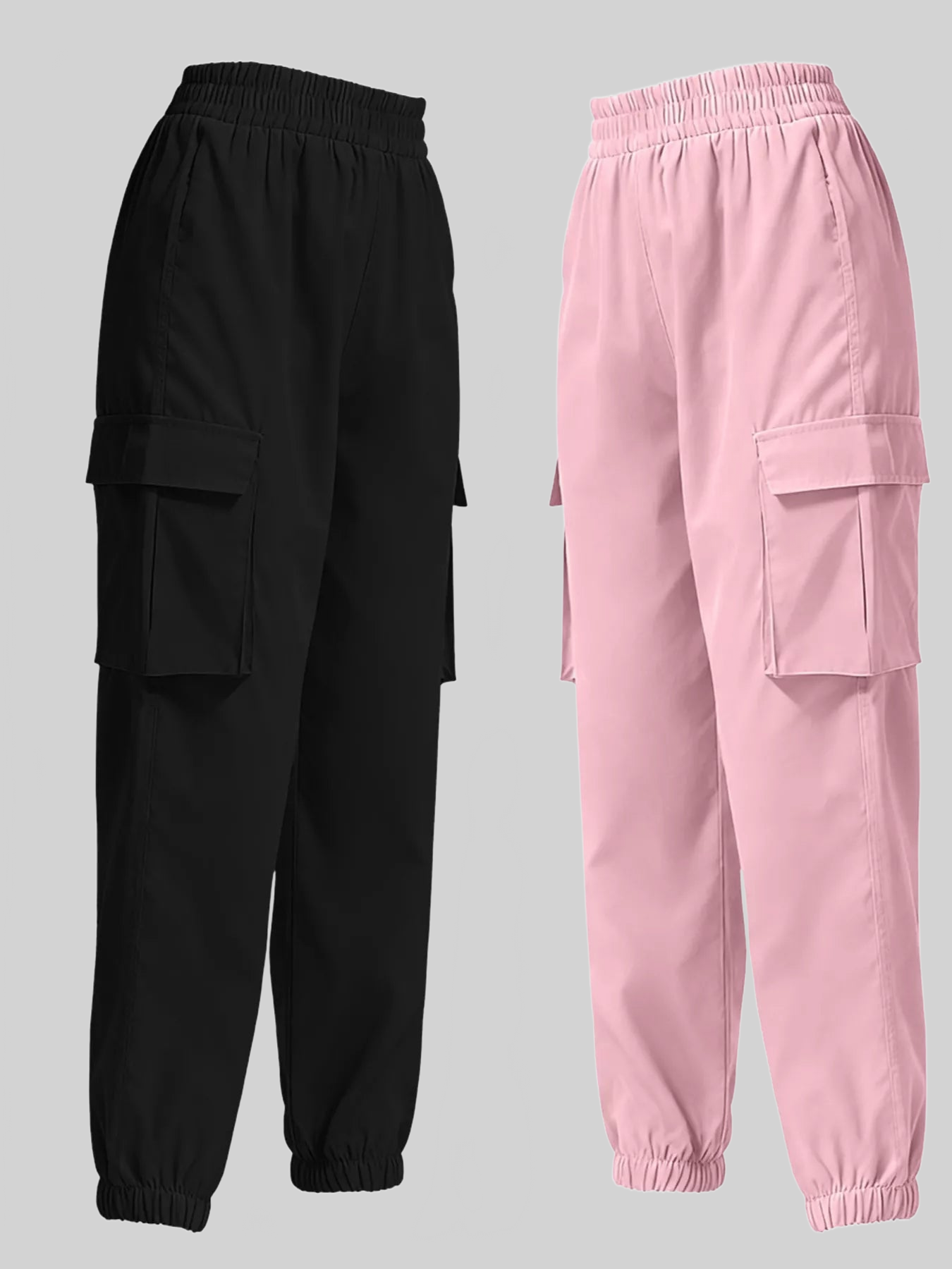 2 Piece Elastic Waist Cargo Pants NicholesGifts