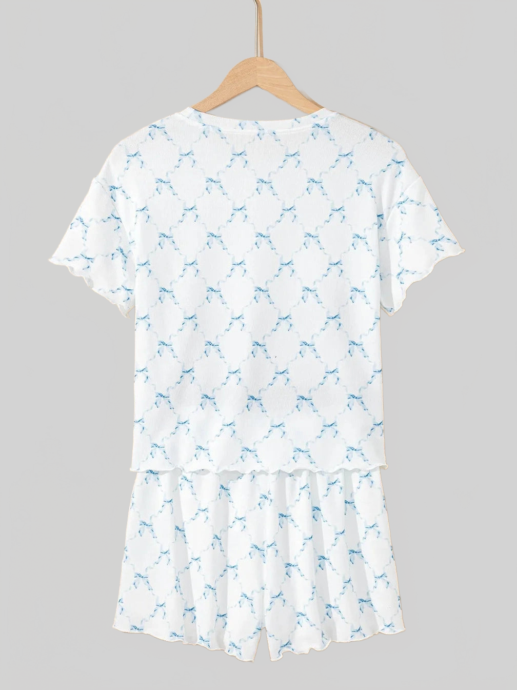Printed Round Neck Top and Shorts Two-Piece Lounge Set nicholesgifts