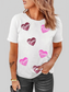 MAMA Heart Shape Sequin Patched Crew Neck T Shirt nicholesgifts