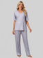 Printed V-Neck Top and Pants Lounge Set nicholesgifts