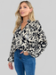 Women Double Take Full Size Printed Ruffle Trim Balloon Sleeve Shirt NicholesGifts