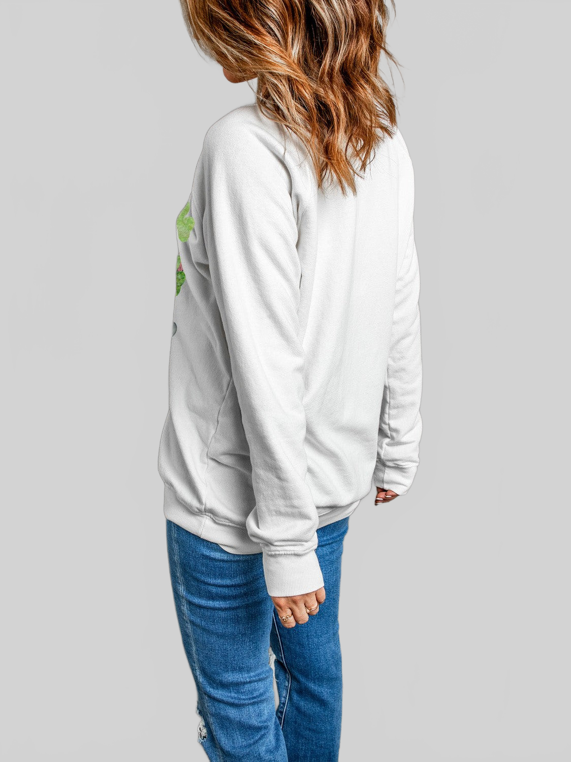 Women Lucky Clover Round Neck Dropped Shoulder Sweatshirt NicholesGifts