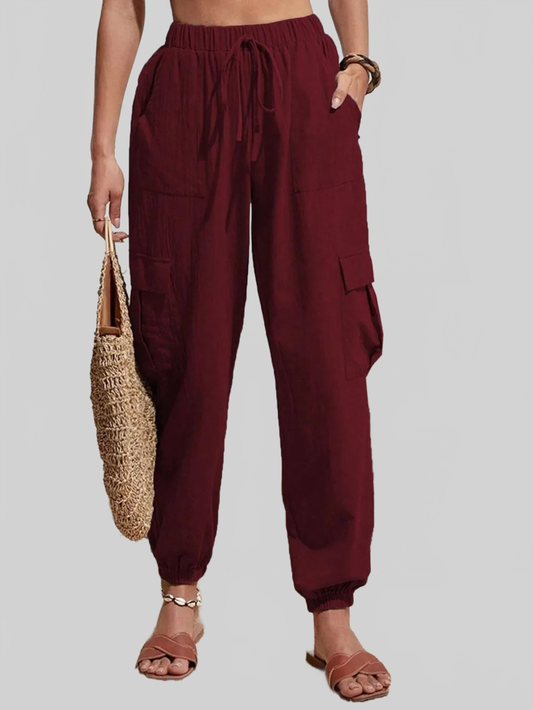 Drawstring Joggers with Cargo Pockets nicholesgifts