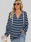 Drawstring Striped Long Sleeve Hoodie NicholesGifts