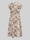 Printed V-Neck Cap Sleeve Midi Dress nicholesgifts