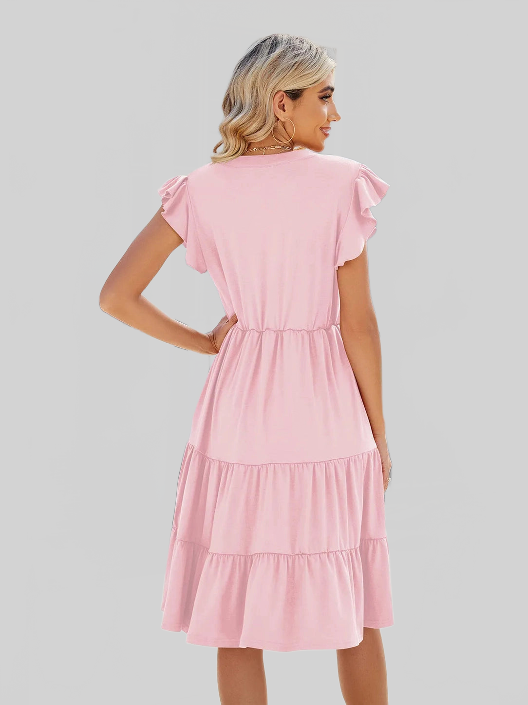 Ruched Notched Cap Sleeve Dress nicholesgifts