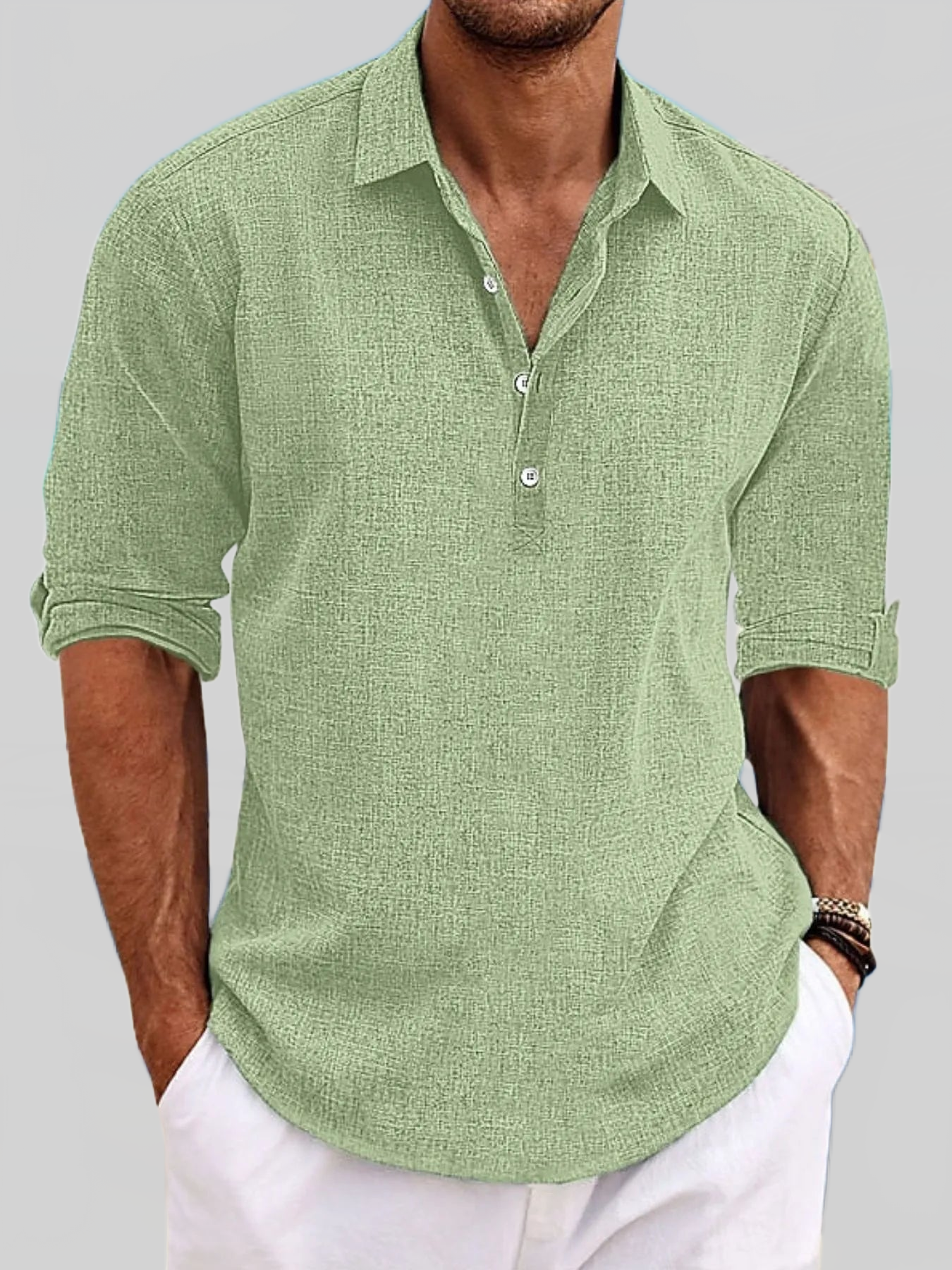 Men's Full Size Long Sleeve Henley Shirt Plus Size nicholesgifts