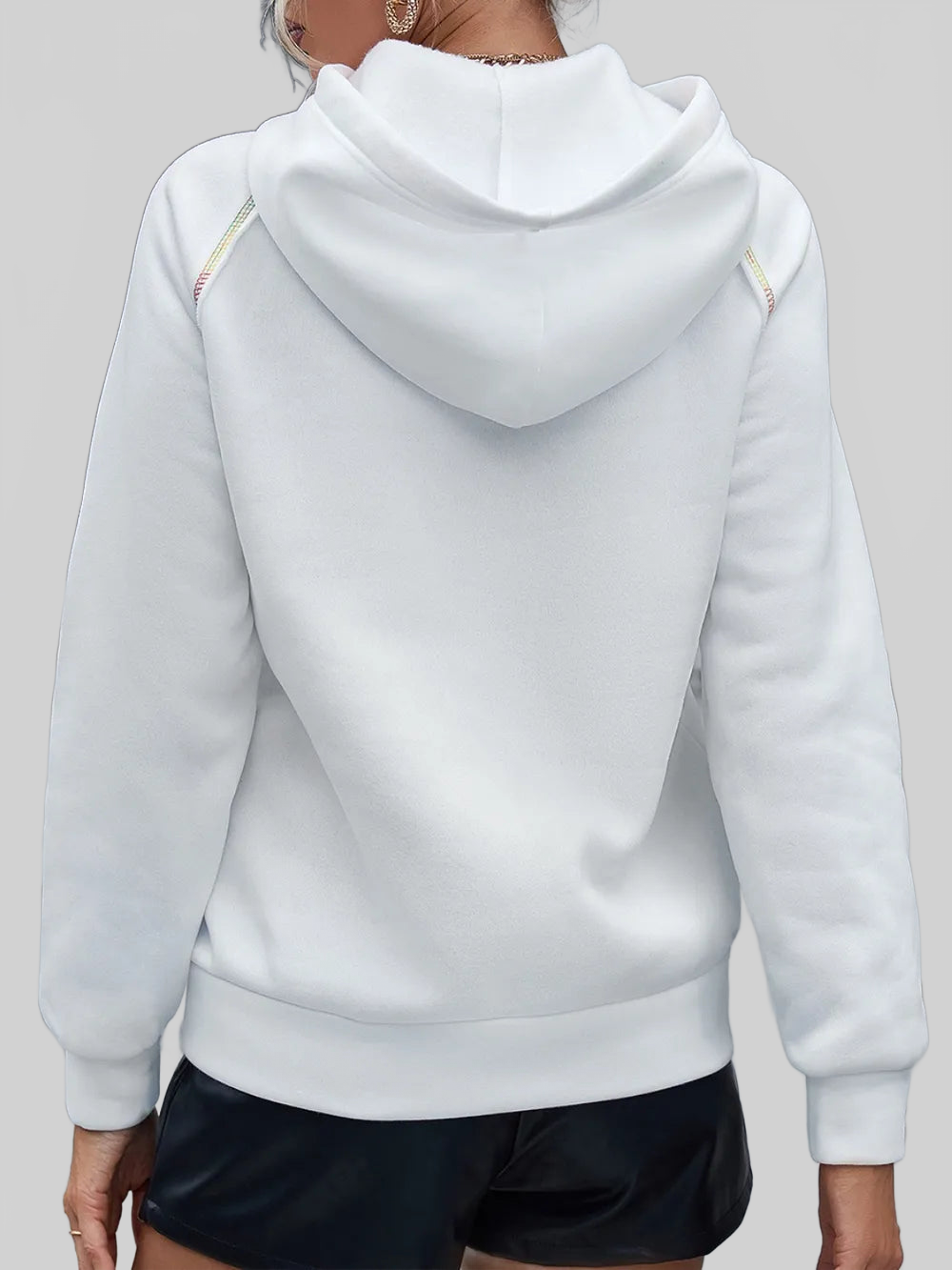 Ivy Lane Contrast Stitching Drawstring Raglan Sleeve Hoodie NicholesGifts