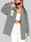 Houndstooth Button Down Long Sleeve Shacket nicholesgifts
