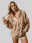 Women Double Take Checkered Long Sleeve Fuzzy Jacket NicholesGifts