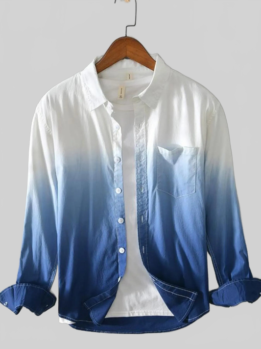 Men's Plus Size Gradient Button Up Long Sleeve Shirt nicholesgifts