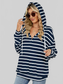 Drawstring Striped Long Sleeve Hoodie NicholesGifts