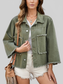 Raw Hem Button Up Denim Jacket nicholesgifts