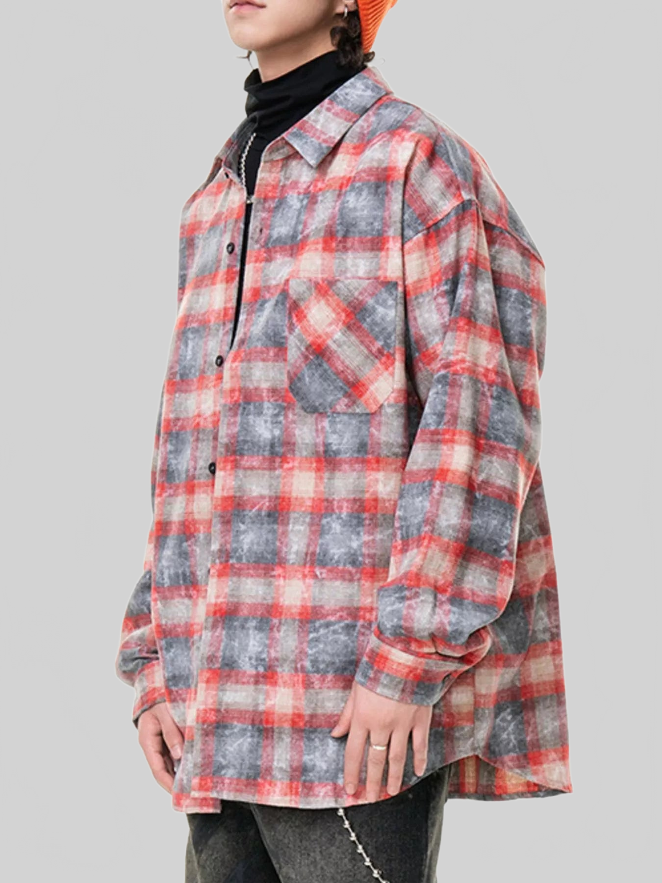 Men's Plus Size Plaid Button Up Long Sleeve Shirt nicholesgifts