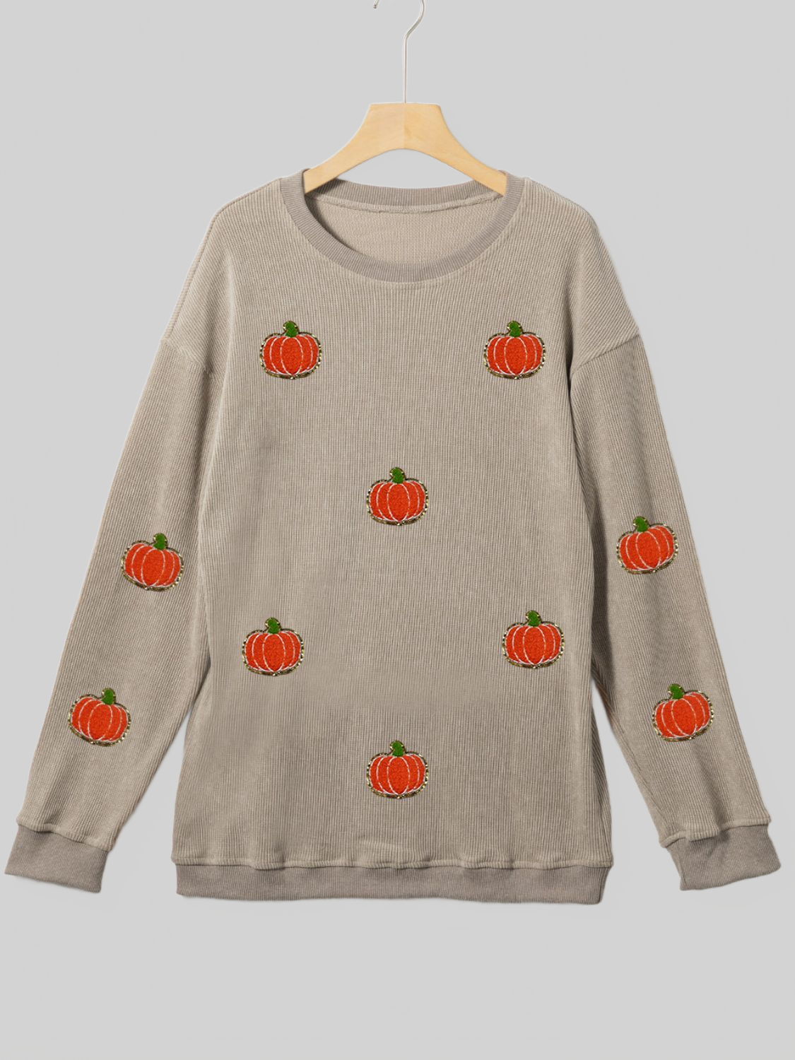 Pumpkin Round Neck Long Sleeve Sweatshirt nicholesgifts