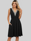 Pocketed V-Neck Wide Strap Dress nicholesgifts