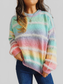 Women Striped Round Neck Long Sleeve Pullover Sweater nicholesgifts