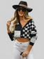 Angel Wings Plaid V-Neck Dropped Shoulder Cardigan nicholesgifts
