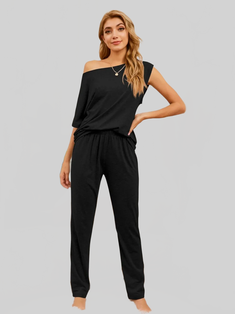 Boat Neck Top and Pants Lounge Set nicholesgifts