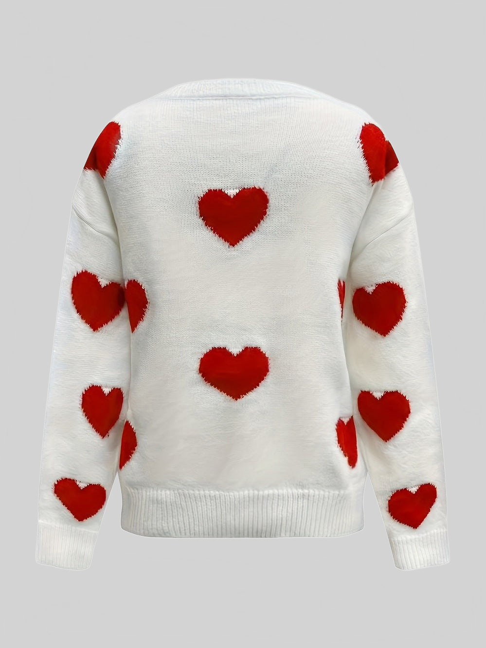 Women Valentine’s Day Heart Round Neck Long Sleeve Sweater NicholesGifts