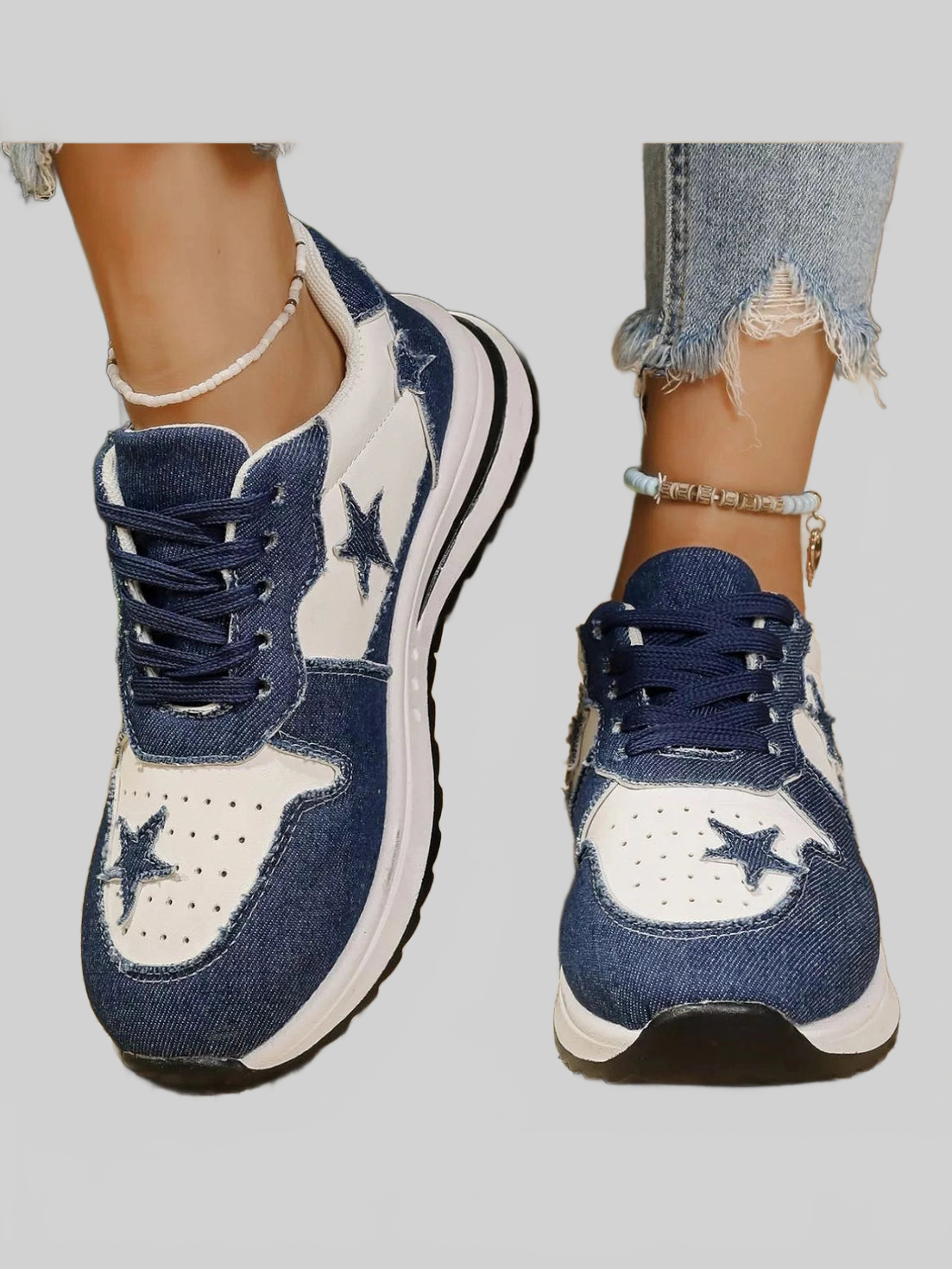 Star Lace Up Sneakers Trendsi