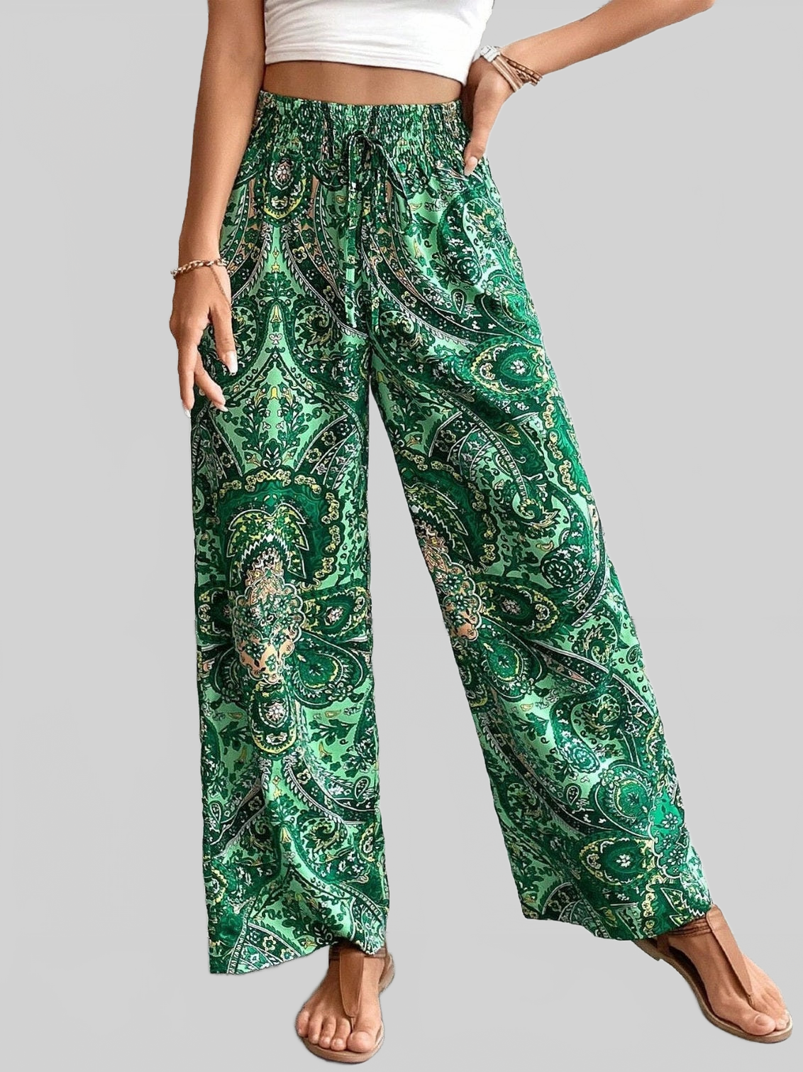 Women Printed Wide Leg Pants NicholesGifts