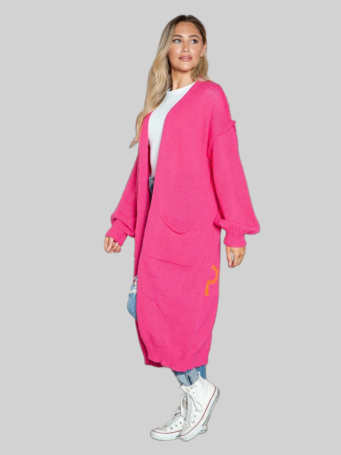 Letter Dropped Shoulder Long Sleeve Cardigan nicholesgifts