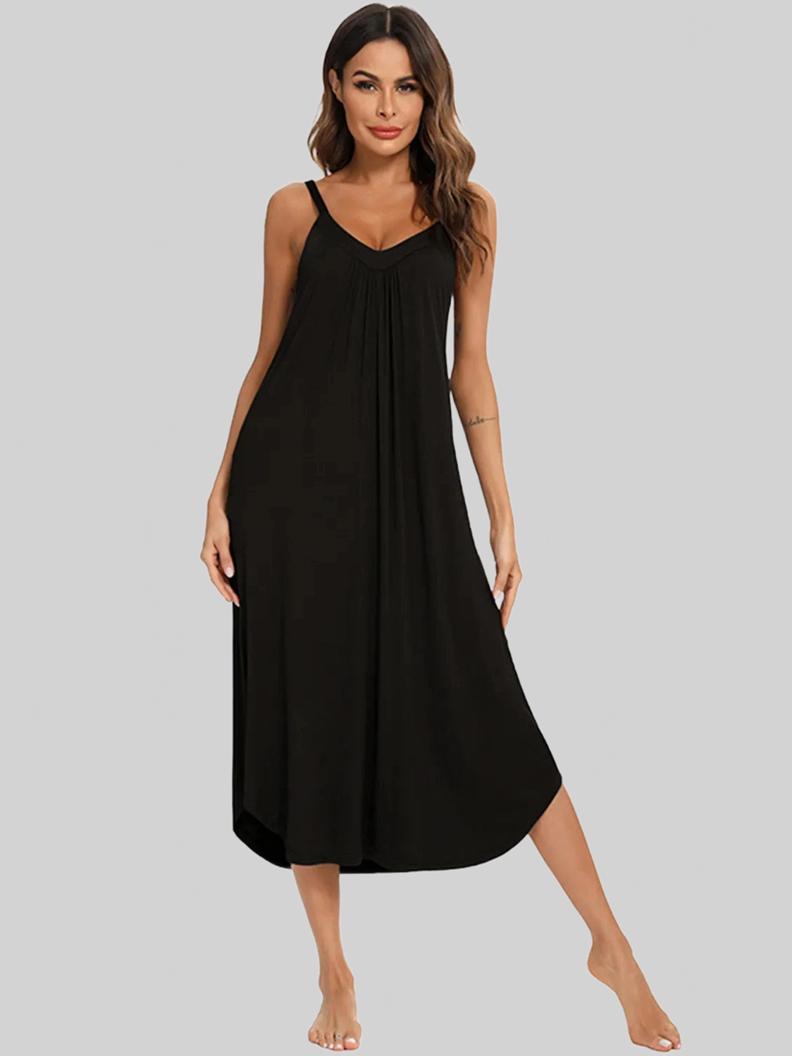 V-Neck Midi Lounge Dress nicholesgifts