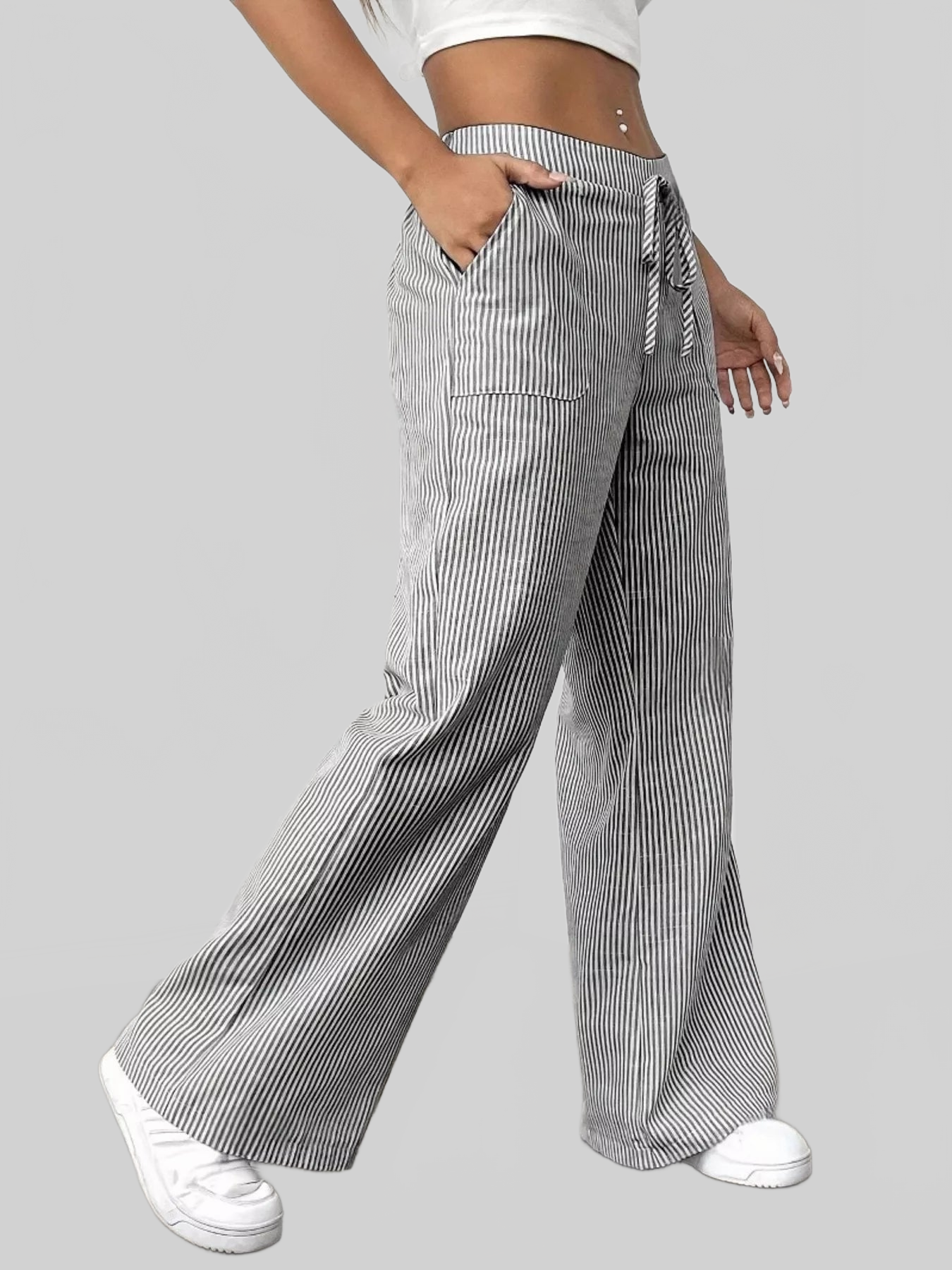 Women Striped Wide Leg Pants nicholesgifts