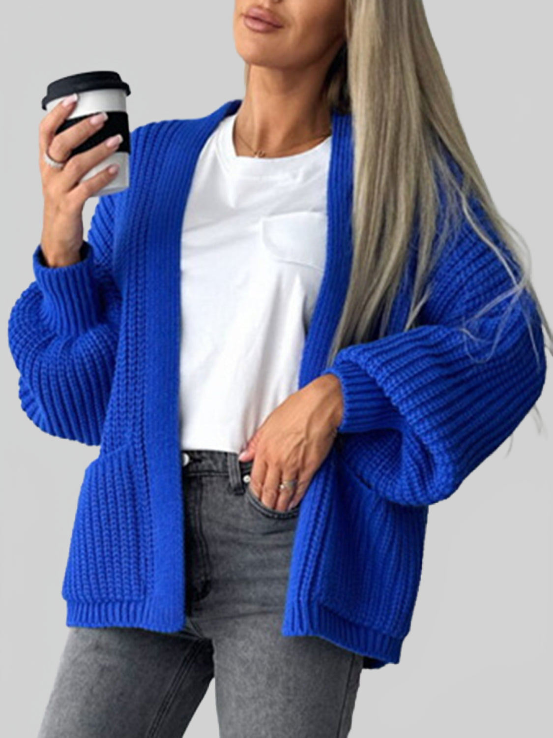 Open Front Dropped Shoulder Cardigan nicholesgifts