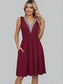 Women Pocketed V-Neck Wide Strap Summer Dress