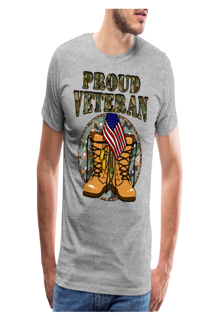 Men Proud Veteran Gray Short Sleeve T- Shirt nicholesgifts