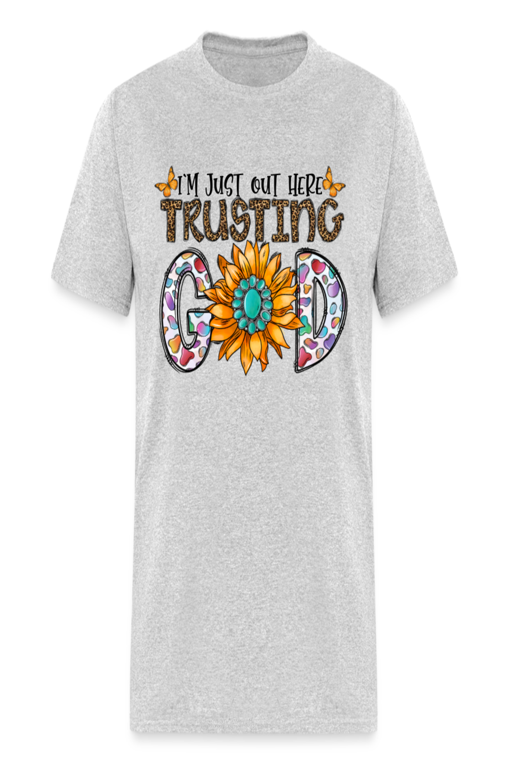Women I'm Just Out Here Trusting God Short Sleeve T-Shirt - heather gray