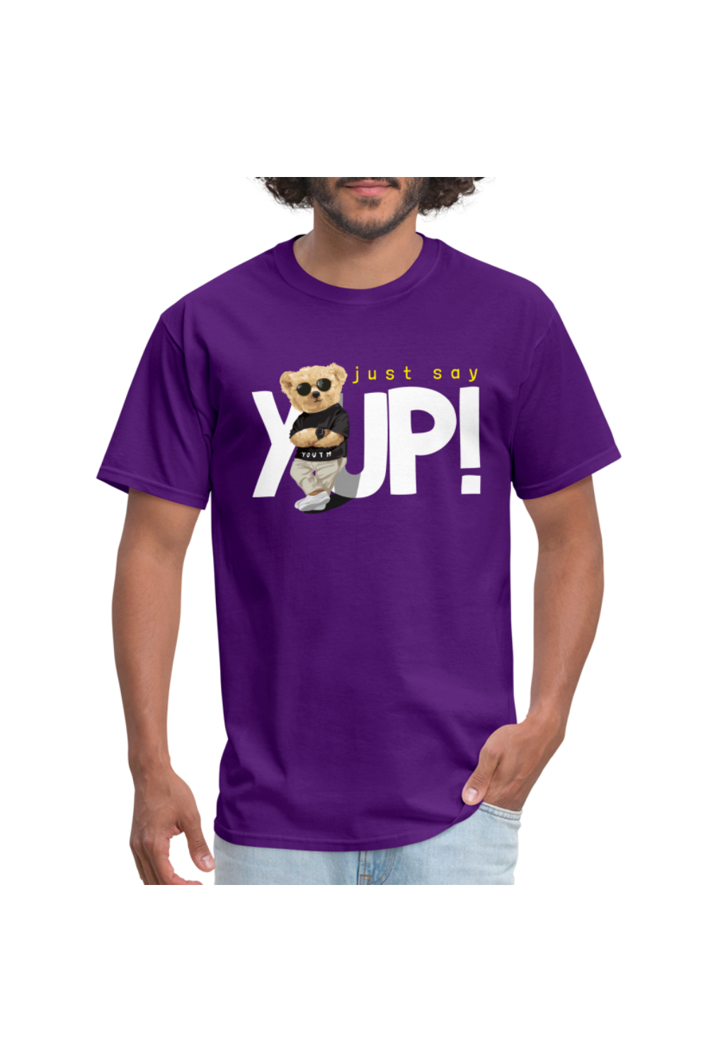Men Just Say Yup Short Sleeve T-Shirt - purple