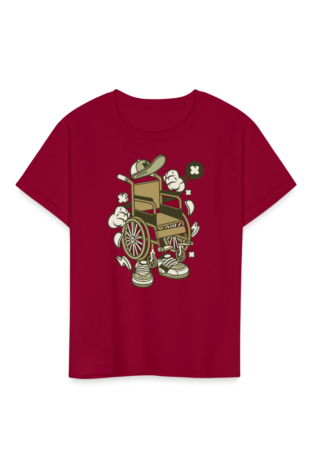 Boys Wheelchair Crewneck Short Sleeve T-Shirt - dark red  - NicholesGifts.online