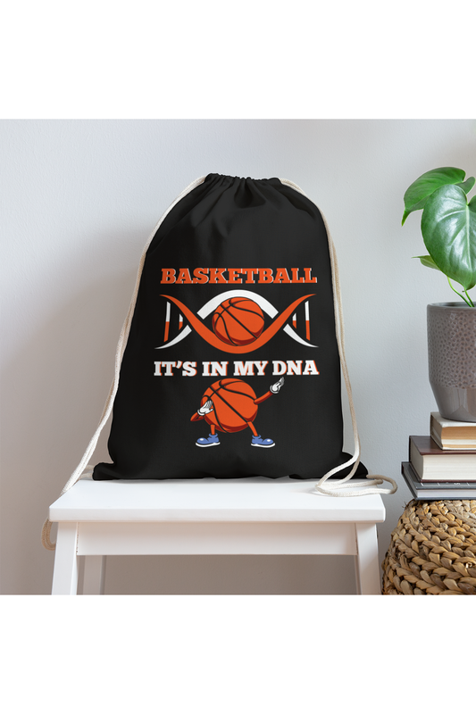 Boys Basketball DNA Cotton Drawstring Bag - black - NicholesGifts.online