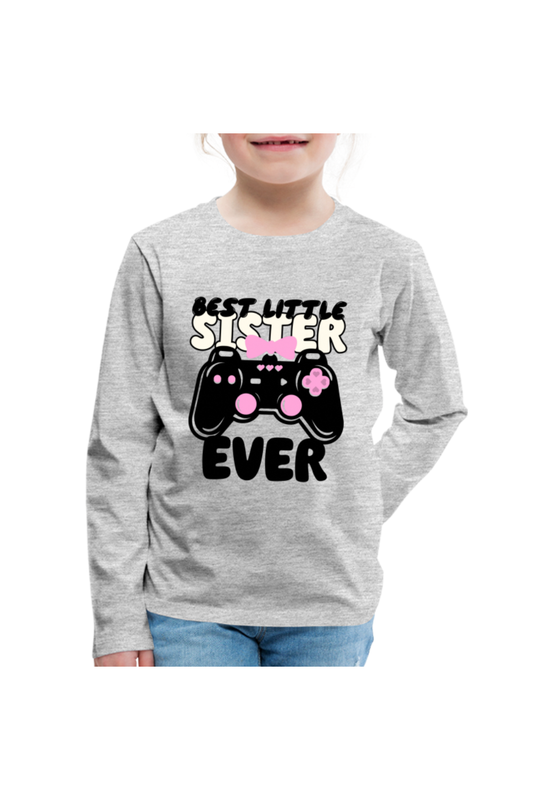 Girls Best Little Sister Ever Long Sleeve T-Shirt - heather gray - NicholesGifts.online