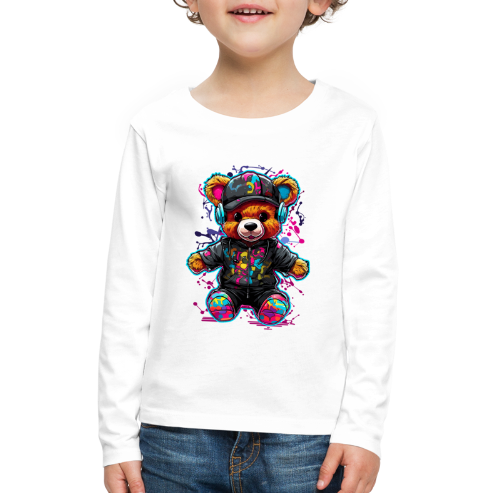 Boys Colorful Bear Long Sleeve T-Shirt - white - NicholesGifts.online