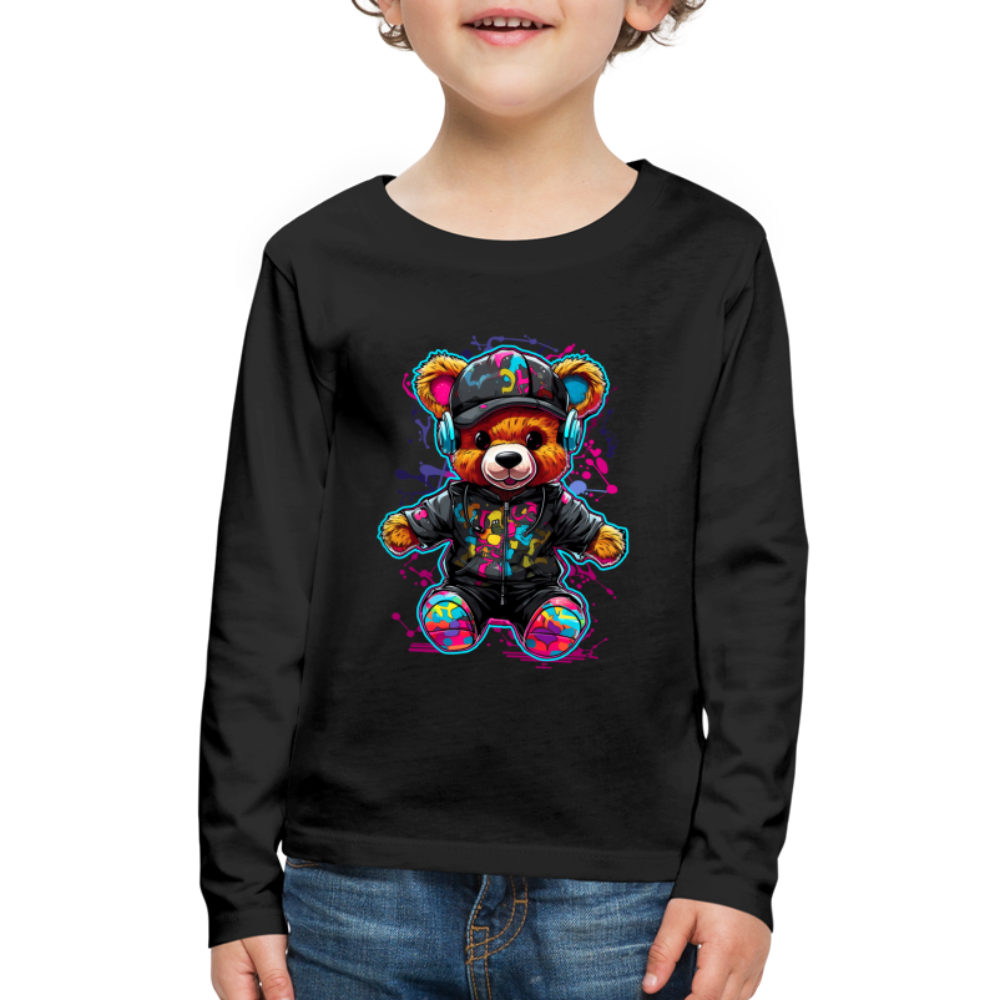 Boys Colorful Bear Long Sleeve T-Shirt - black