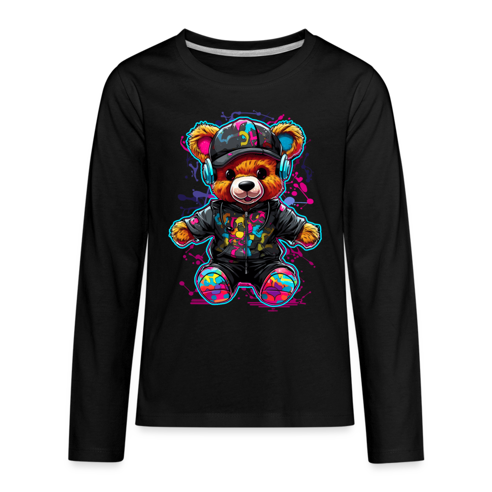 Boys Colorful Bear Long Sleeve T-Shirt - black